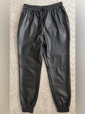 Ci Sono Black Faux Leather Elastic Waist Pants